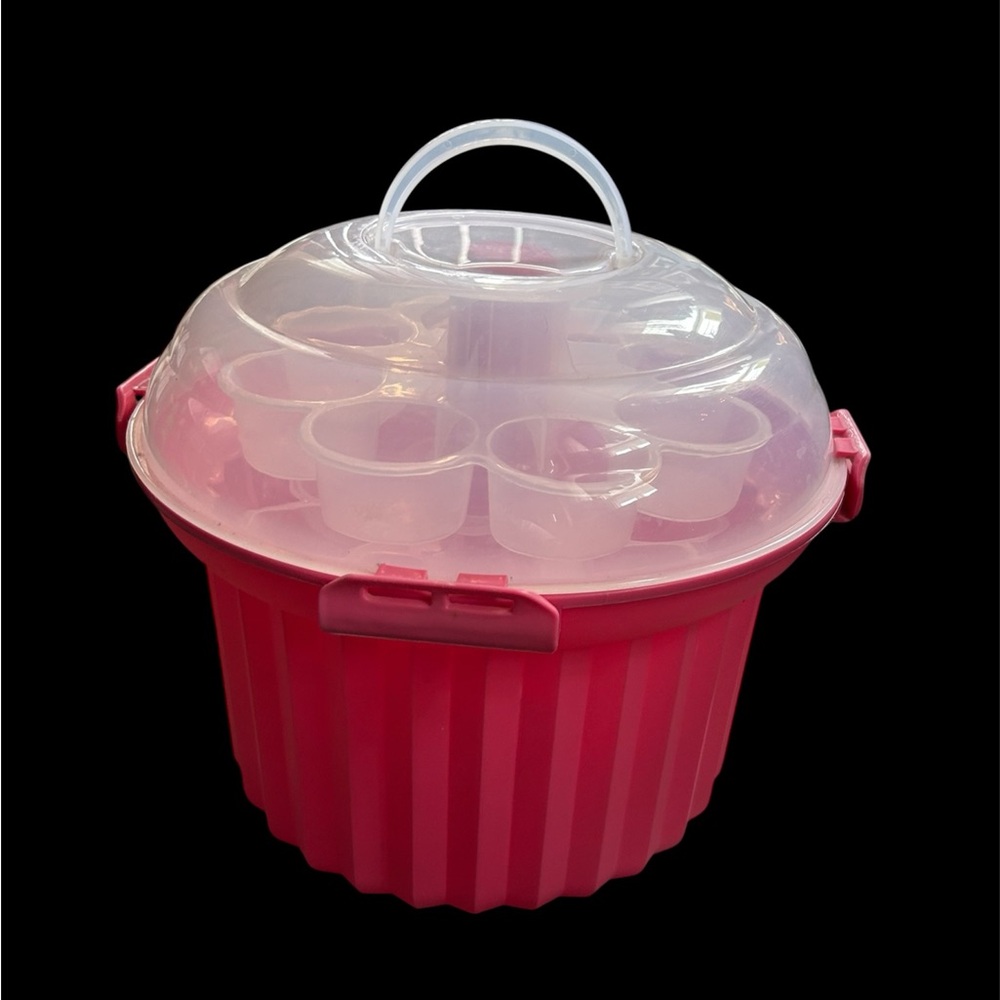 Pink Cupcake Carrier with Clear Lid